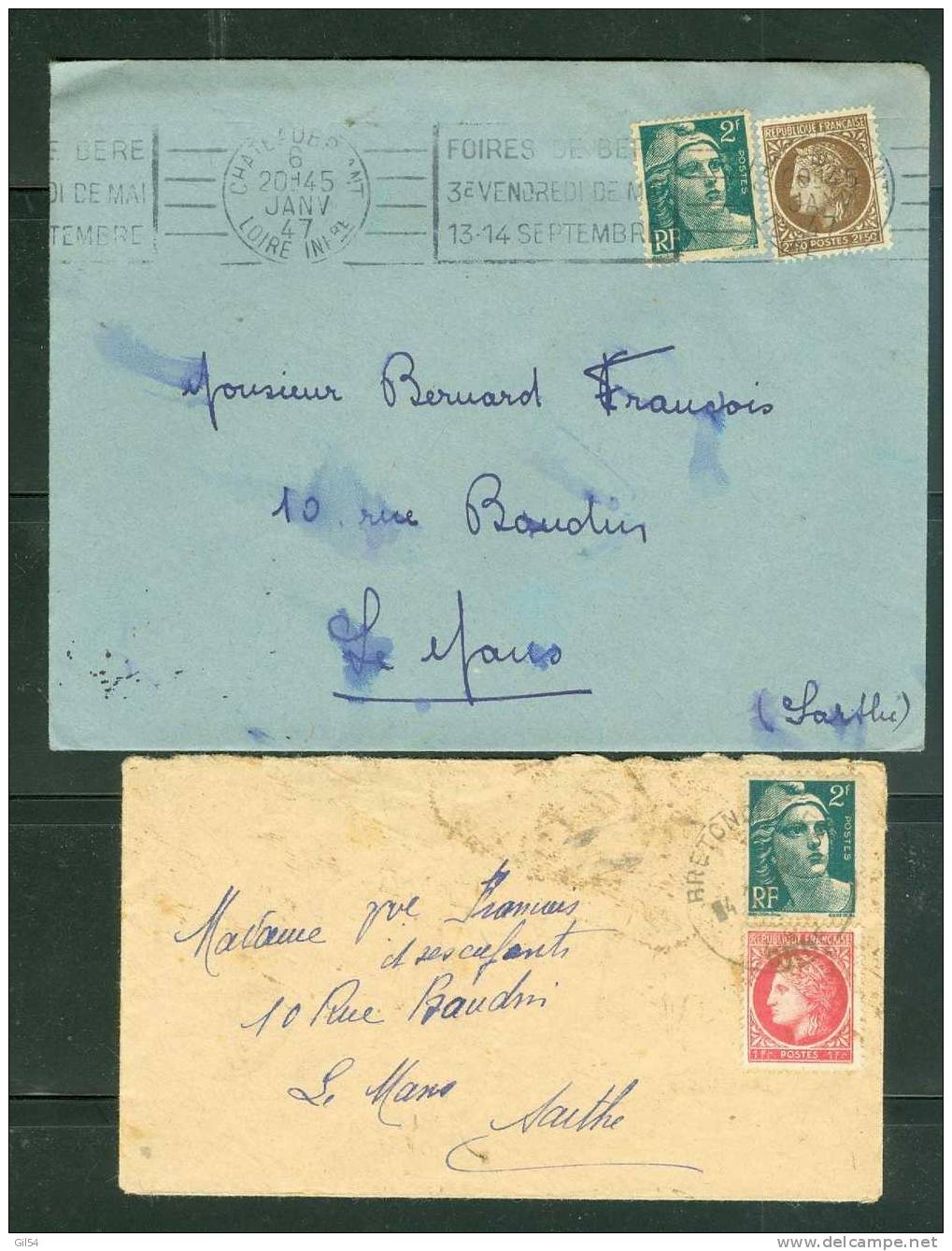 Lot De 10 Lettres ( Tous Scanné ) Periode Gandon - LR173 - 1945-54 Marianne De Gandon