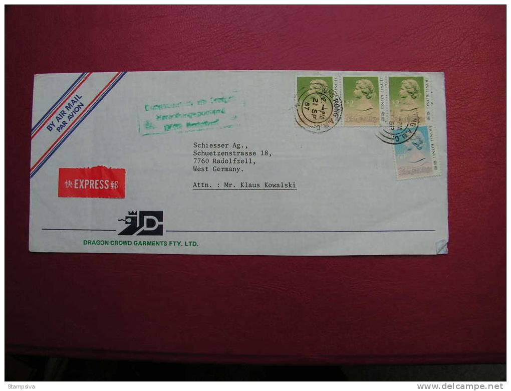 == HK , Cv. To Germany 1987  Express - Covers & Documents