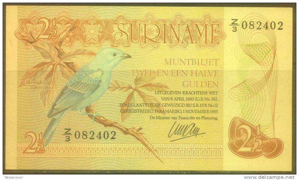 Surinam 2,5 Gulden Note, P119, UNC Birds Fauna - Surinam