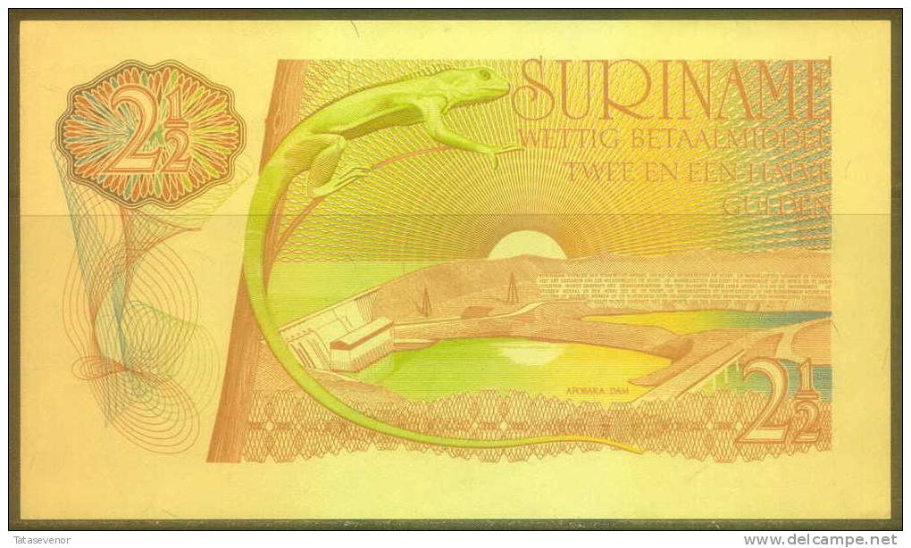 Surinam 2,5 Gulden Note, P119, UNC Birds Fauna - Surinam