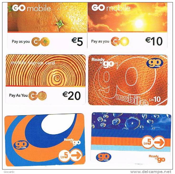 MALTA - GO MOBILE RECHARGE GSM   -  LOT OF 6 DIFFERENT    - USED  -  RIF. 7811 - Malte