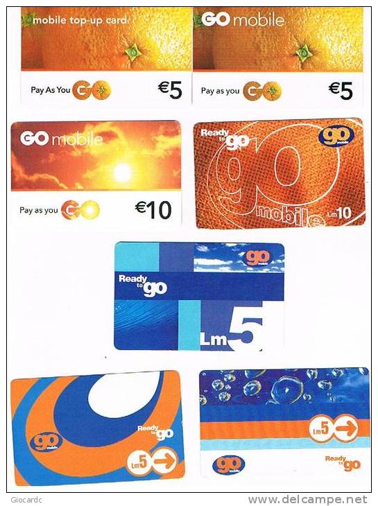 MALTA - GO MOBILE RECHARGE GSM   -  LOT OF 7 DIFFERENT   - USED - RIF. 7810 - Malta