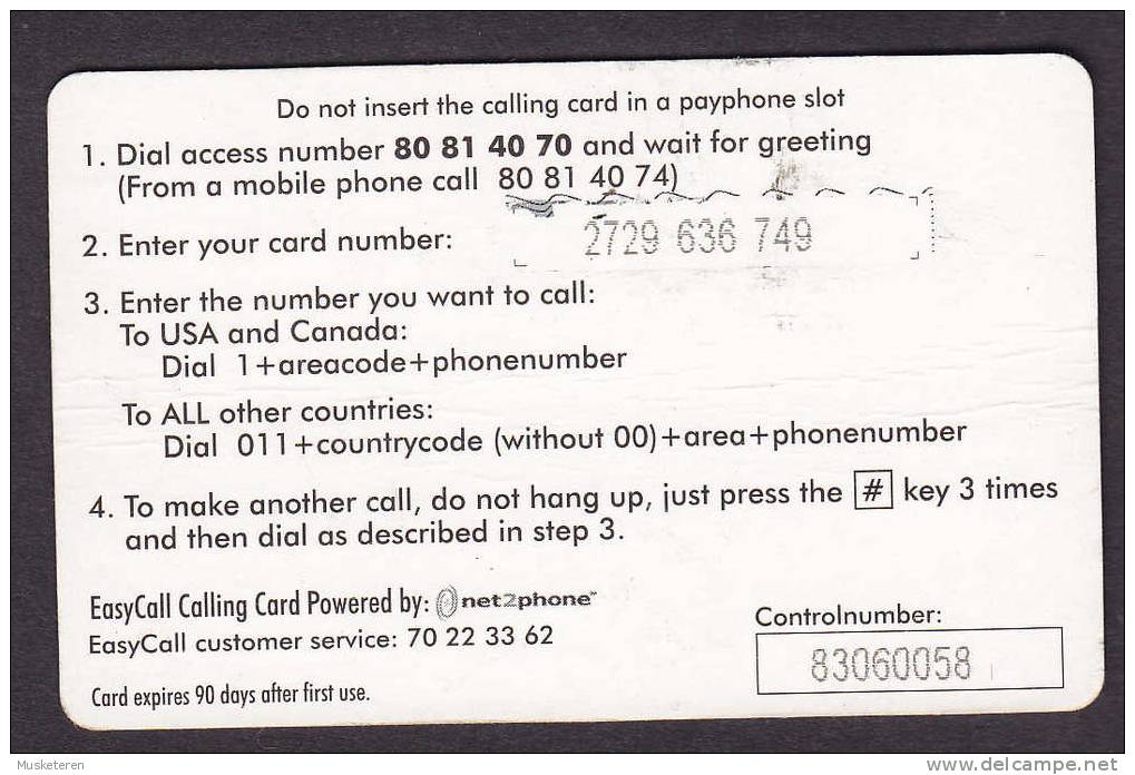 Phonecard Easy Call Net2phone EXCLUSIVE Used (2 Scans) - Unknown Origin