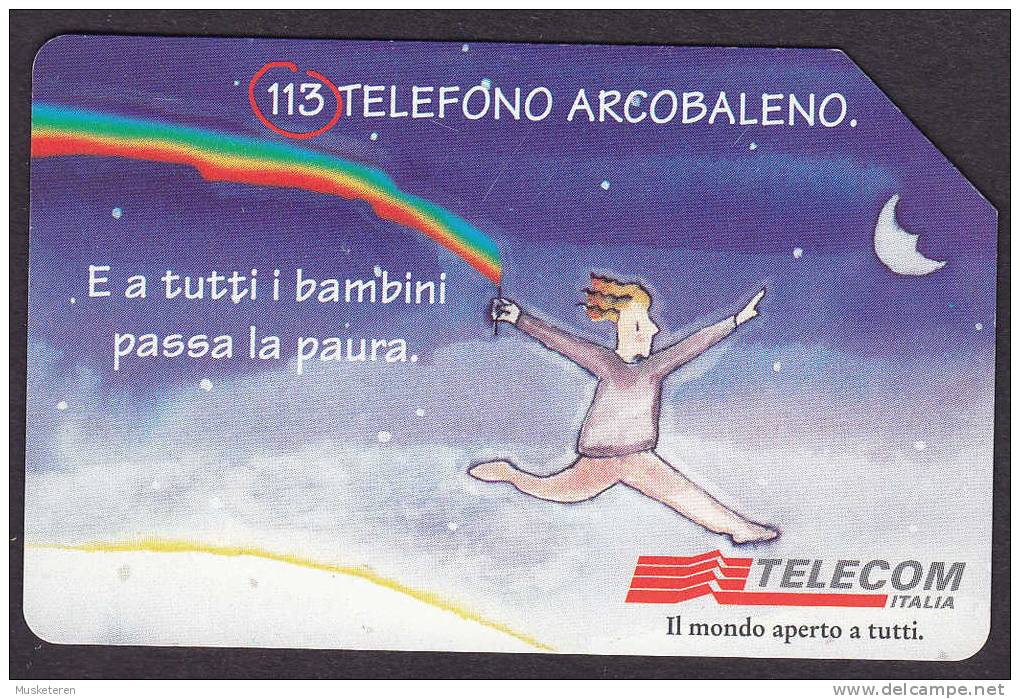 Italy Phonecard TELECOM 5000 Lire 113 Telefono Arcobaleno E A Tutti I Bambini Passa La Paura Used (2 Scans) - Sonstige & Ohne Zuordnung