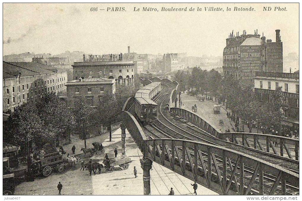 PARIS (75) Métro Aérienne Boulevard De La Vilette Rame - Pariser Métro, Bahnhöfe
