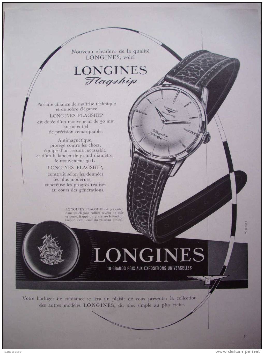 PUB - PUBLICITE - COLLECTION - MONTRE - LONGINES - 1958 - - Publicités