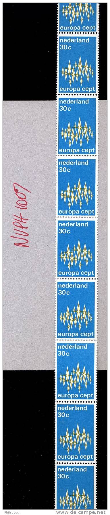 CURIOSITE Impression Sur Raccord Bande De 10  Europa 1972  NVPH 1007 - Errors & Oddities