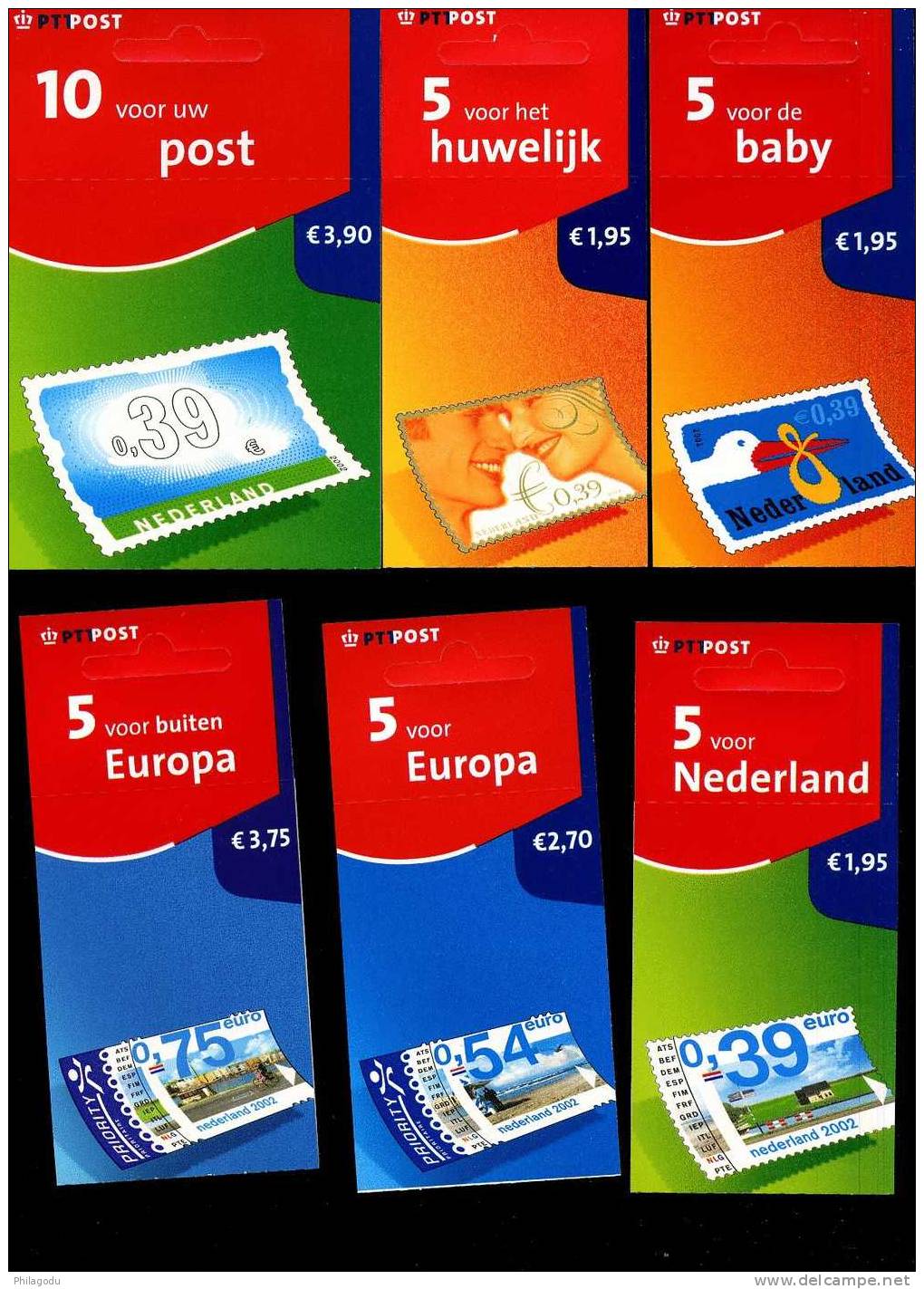 NL  2002    Première Série Des Carnets En Euro,  Timbres Autocollants - Carnets Et Roulettes