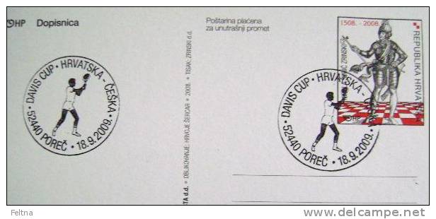 2009 CROATIA CANCELATION ON POSTAL CARD TENNIS DAVIS CUP CROATIA - CZECH REPUBLIC - Tennis