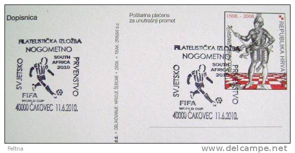 2010 CROATIA CANCELATION ON POSTAL CARD FIFA SOCCER WORLD CHAMPIONSHIP IN SOUTH AFRICA - 2010 – África Del Sur
