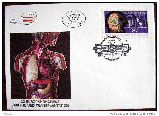 1990 AUSTRIA FDC EDTA ERA 2th EUROPEAN CONGRES FOR DIALYSIS AND TRANSPLANTATION MEDICINE - Geneeskunde