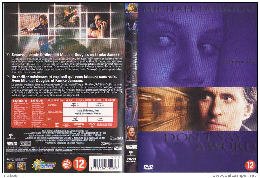 DON´T SAY A WORD - MICHAEL DOUGLAS - DVD - UN THRILLER SAISISSANT ET EXPLOSIF - Azione, Avventura