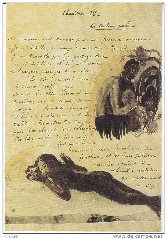 Art - Paul Gauguin - Handwritten Text Illustrated With A Woman Lying & A Sitted Woman, Musée Du Louvre, Paris, France - Paintings