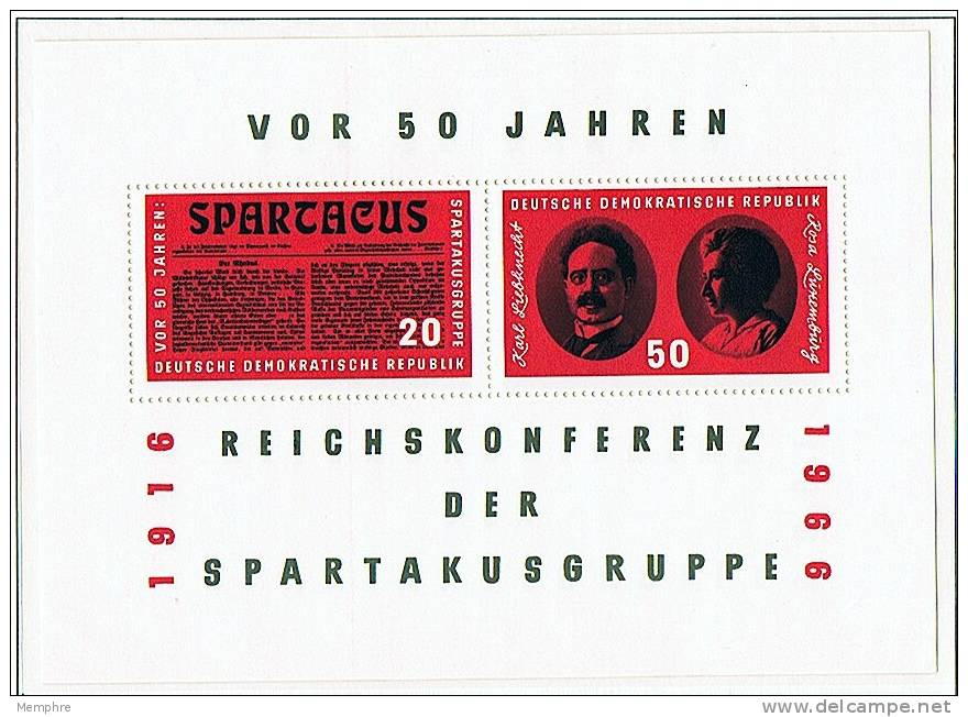 1966 Spartacus Souvenir Sheet  Mi Nr Block 25  ** MNH - Ungebraucht