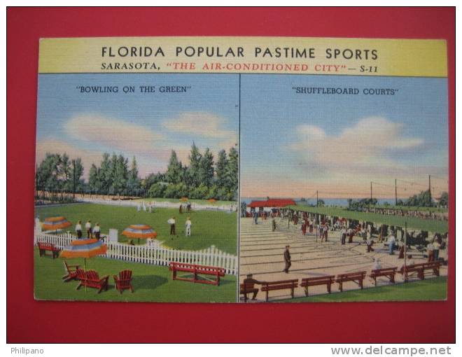 Sarasota Fl -- Multi View Line Bowling On Green & Shuffleboard Courts    ---====ref 157 - Sarasota