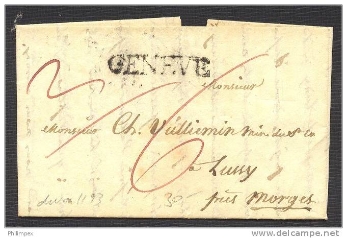 GENEVE, Lettre Préphilatelique 1825 - Très Joli. - ...-1845 Prefilatelia