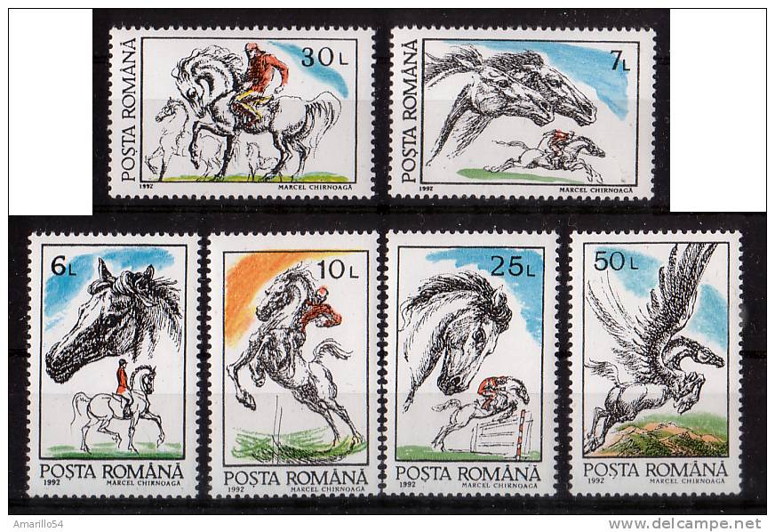 RAR Serie Romania - Pferde, Horses, Cai - Marcel Chirnoaga 1992 ** Postfrisch - Collections