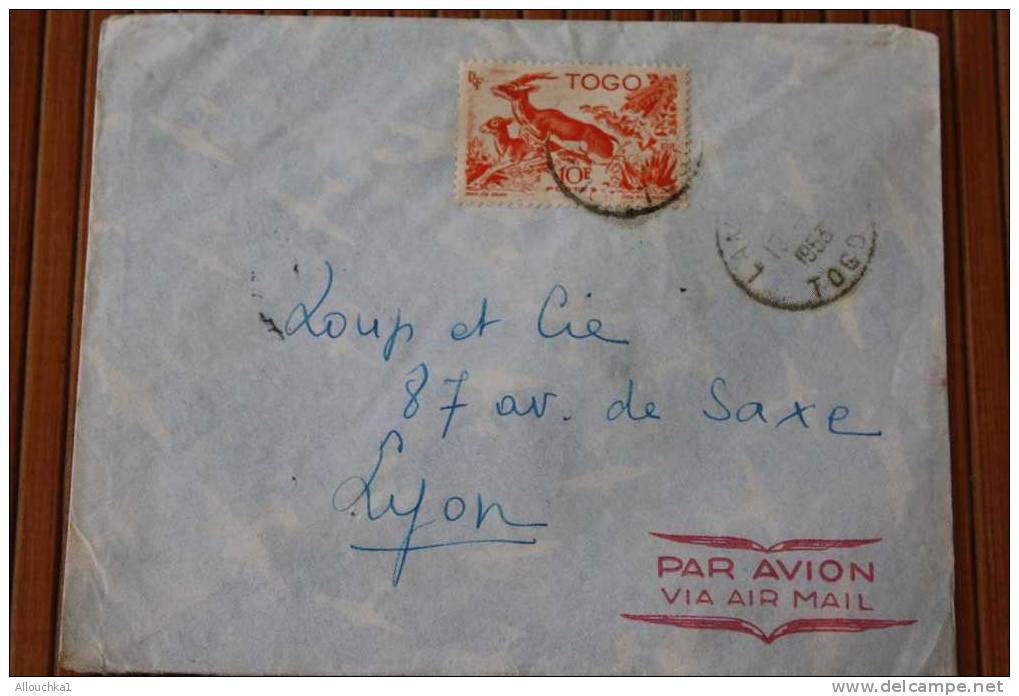 TOGO AFRIQUE OCCIDENTALE FRANCAISE LETTRE  AVEC TIMBRE SEUL 1950 PAR AVION AIR MAIL   > > P/ LYON - Lettres & Documents