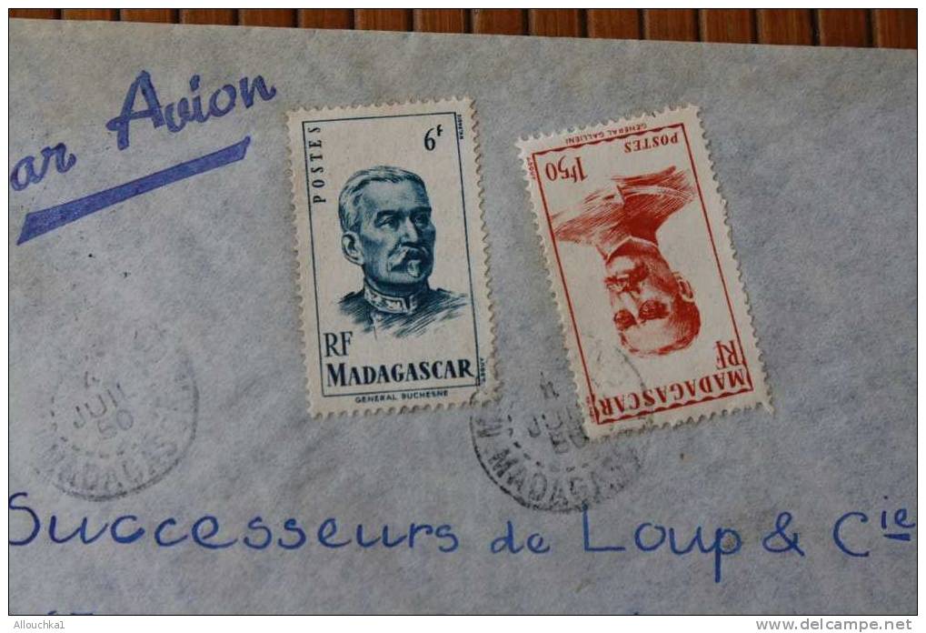 MISSION MIARINARIVO ITASY MADAGASCAR AFRIQUE OCCIDENTALE FRANCAISE LETTRE >TIMBRE 1950 PAR AVION AIR MAIL   > > P/ LYON - Cartas & Documentos