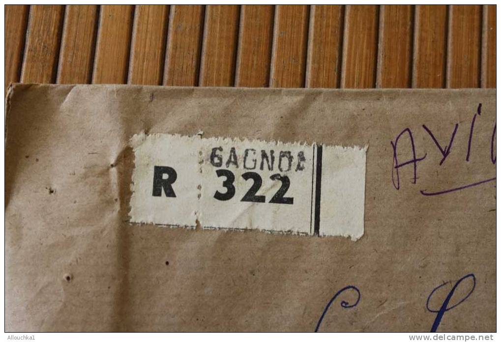 ABIDJAN GAGNOL Recommandé COTE D'IVOIRE  AFRIQUE OCCIDENTALE FRANCAISE LETTRE>TIMBRES De 1955 PAR AVION AIR MAIL   > > - Storia Postale