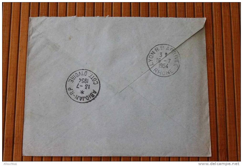 ABIDJAN GALDA  Recommandé COTE D'IVOIRE AFRIQUE OCCIDENTALE FRANCAISE LETTRE>TIMBRE Seul 40F De 1954 PAR AVION AIR MAIL - Covers & Documents