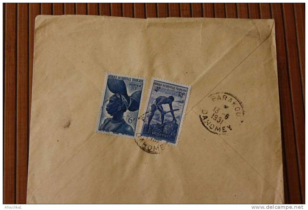 PARAKOU  DAHOMEY  AFRIQUE OCCIDENTALE FRANCAISE LETTRE>TIMBRE 1951 PAR AVION AIR MAIL   > > P/ LYON - Briefe U. Dokumente