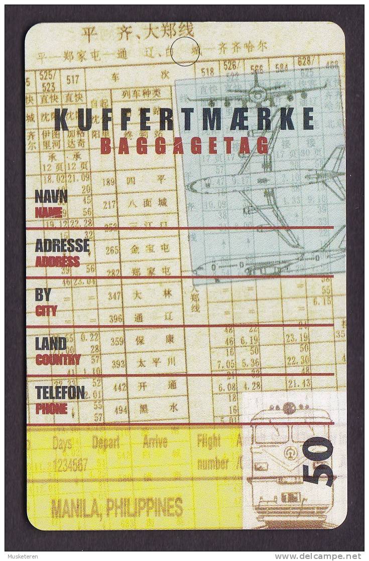 Denmark Phonecard Kuffertmærke Bagagetag Aeroplane Train Tram 50 Kr Tele Danmark Used 1999 (2 Scans) - Dänemark