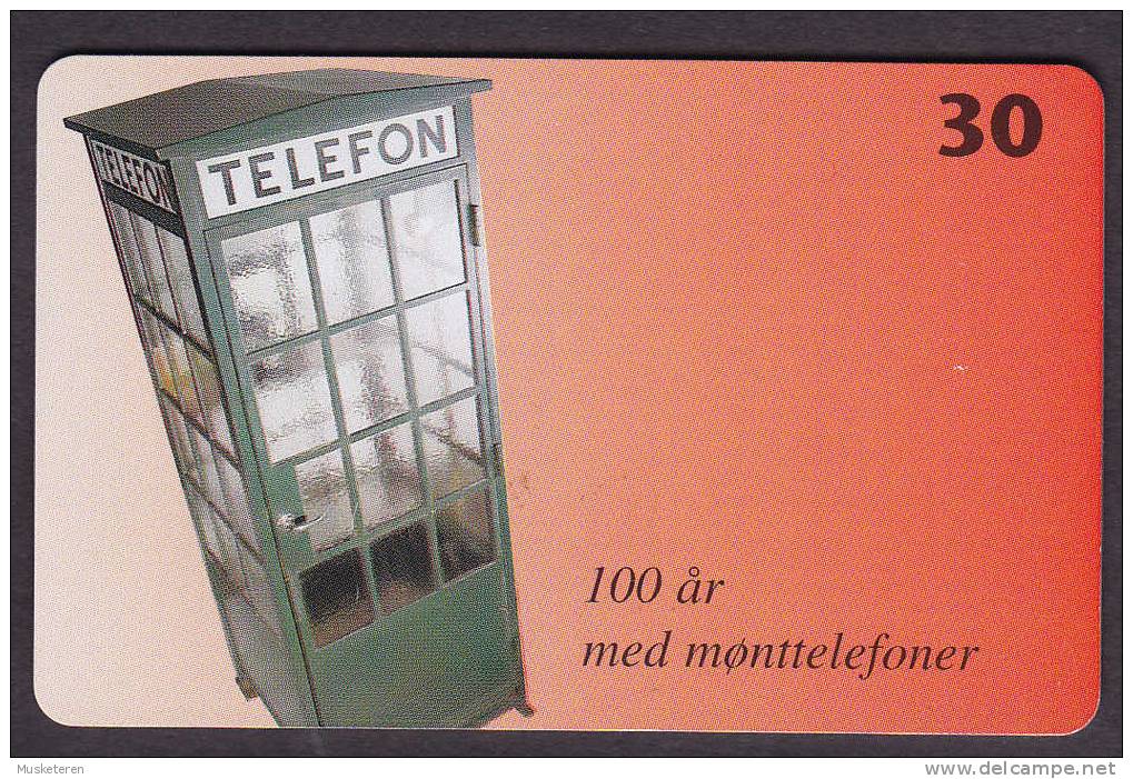 Denmark Phonecard 100 år Med Mønttelefoner Phonebooth 100th Anniversary 30 Kr Tele Danmark Used 2000 (2 Scans) - Denmark