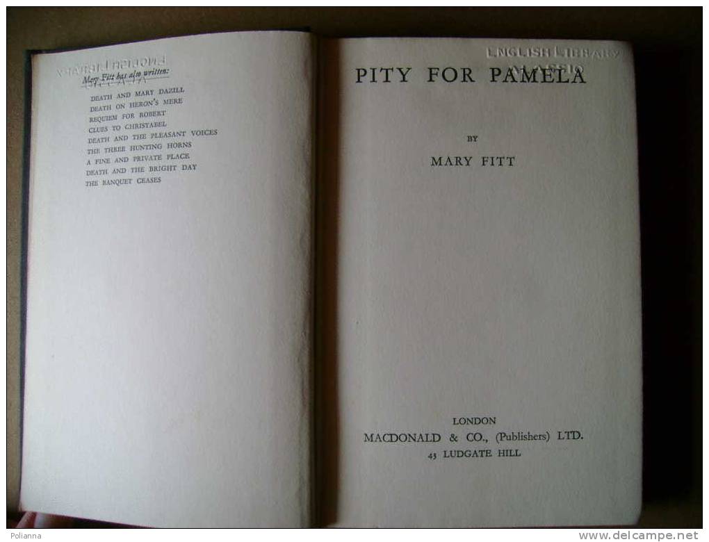 PAD/36 Mary Fitt PITY FOR PAMELA Mac Donald & Co 1950 - Autres & Non Classés