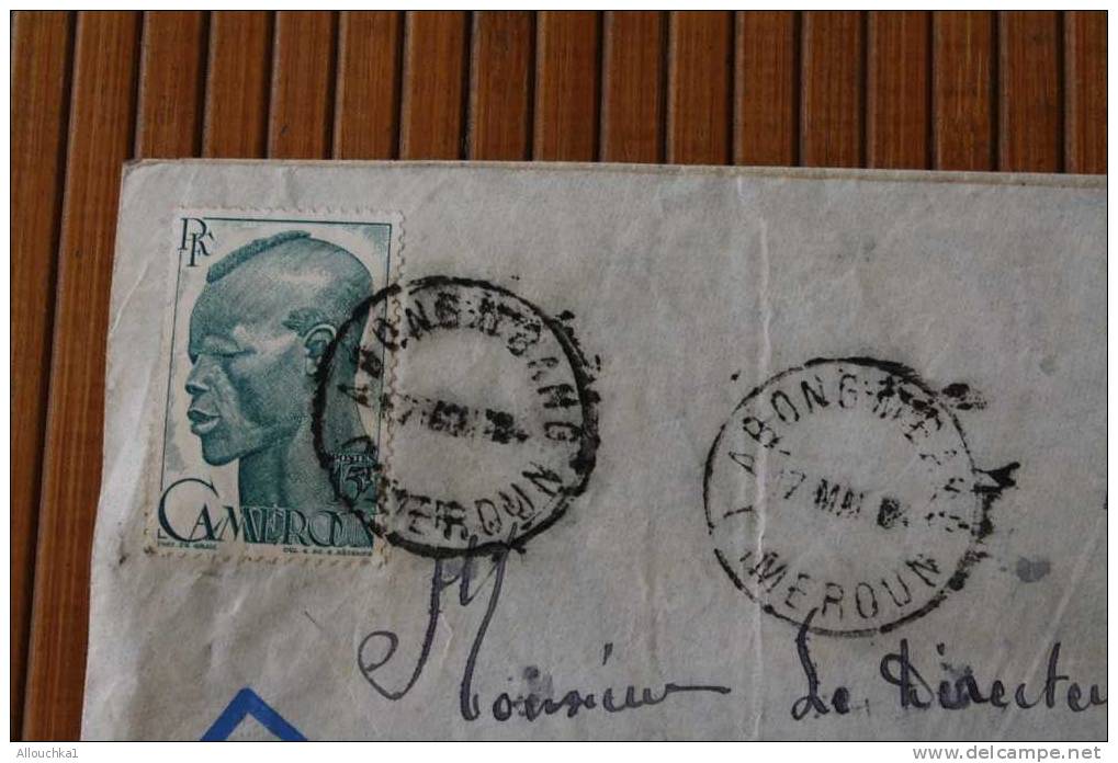 YAOUNDé  >ABONGNEBANG  CAMEROUN  .AFRIQUE  FRANCAISE LETTRE>TIMBRE 1954  PAR AVION AIR MAIL   > > P/ LYON - Lettres & Documents