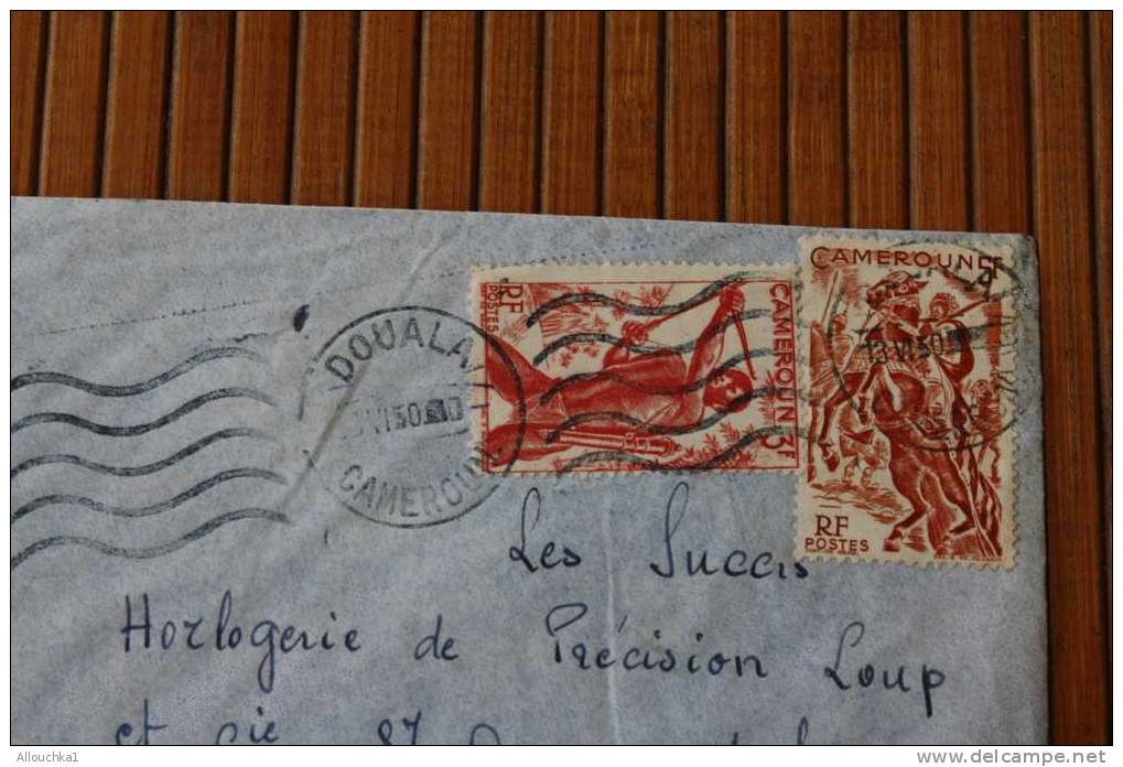 DOUALA  CAMEROUN  .AFRIQUE  FRANCAISE LETTRE>TIMBRE 1950  PAR AVION AIR MAIL   > > P/ LYON - Lettres & Documents