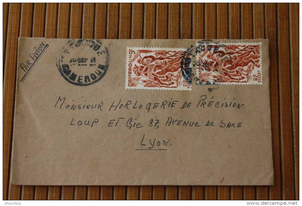 YAOUNDé CAMEROUN  .AFRIQUE  FRANCAISE LETTRE>TIMBRE 1954  PAR AVION AIR MAIL   > > P/ LYON - Covers & Documents