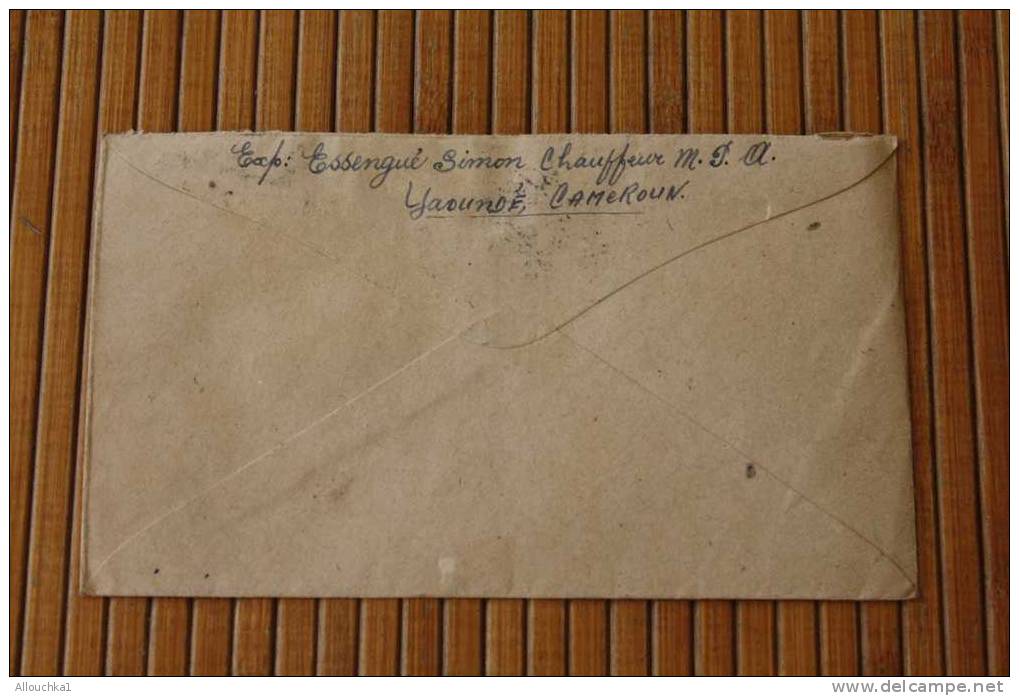 YAOUNDé CAMEROUN  .AFRIQUE  FRANCAISE LETTRE>TIMBRE 1954  PAR AVION AIR MAIL   > > P/ LYON - Cartas & Documentos