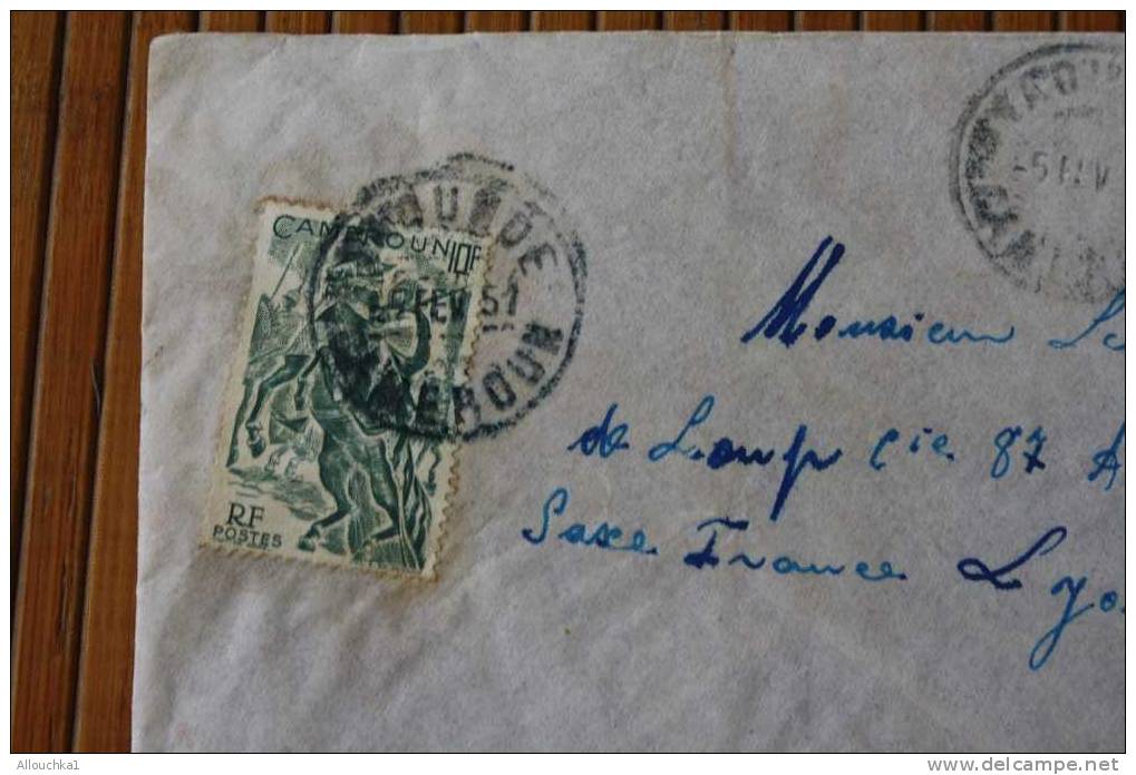 YAOUNDé   CAMEROUN  .AFRIQUE  FRANCAISE LETTRE>TIMBRE 1951  PAR AVION AIR MAIL   > > P/ LYON - Cartas & Documentos