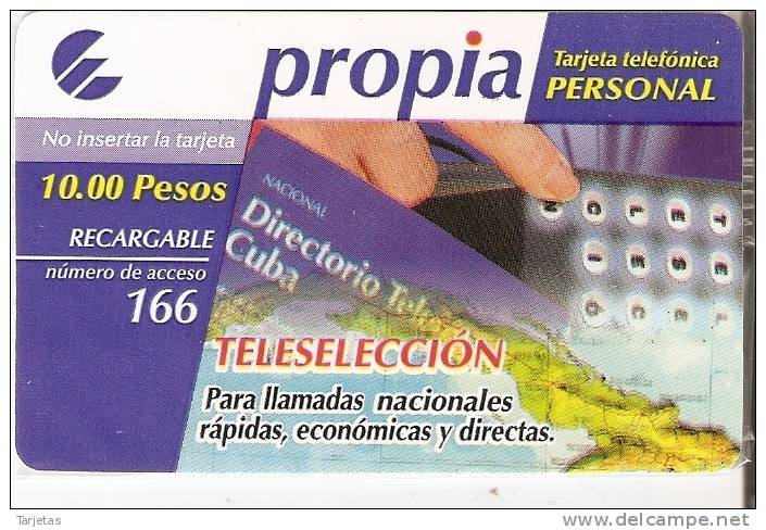 PR-014 TARJETA DE CUBA DE PROPIA DE $10 TELESELECCION NACIONAL (MUESTRA) NUEVA-MINT - Cuba