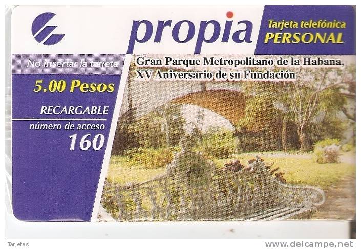 PR-022 TARJETA DE CUBA DE PROPIA DE $5 PARQUE DE LA HABANA (MUESTRA) NUEVA-MINT - Kuba