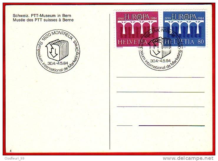 Paire  Suisse Europa De 1984 Sur Carte Postale  Le "6 De Zürich" De 1843 / De Montreux - 1984