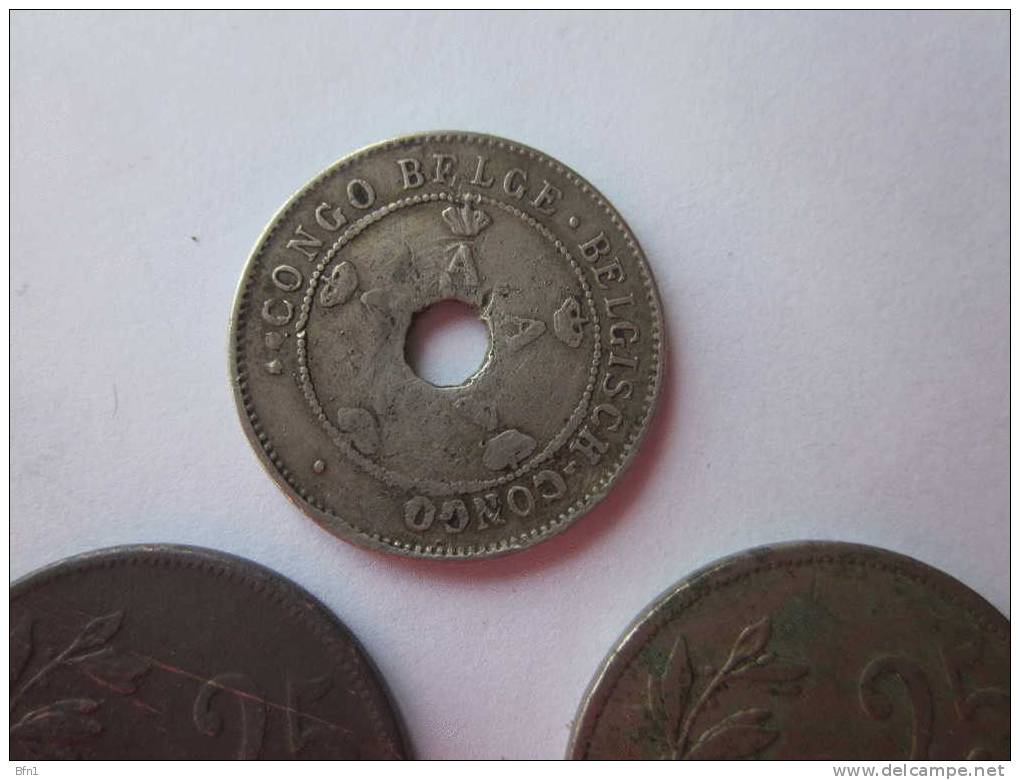 2*25 Cent 1908 BELGIQUE + 10 Cent CONGO BELGE 1911 - 25 Cents