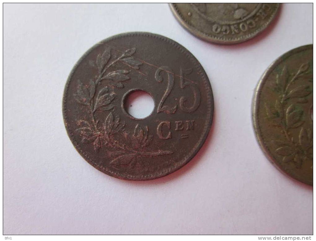 2*25 Cent 1908 BELGIQUE + 10 Cent CONGO BELGE 1911 - 25 Centimes