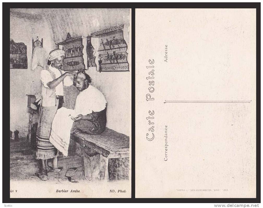 ALGERIA ARAB BARBER BARBIER ARABE OLD POSTCARD - D8469 - Beroepen