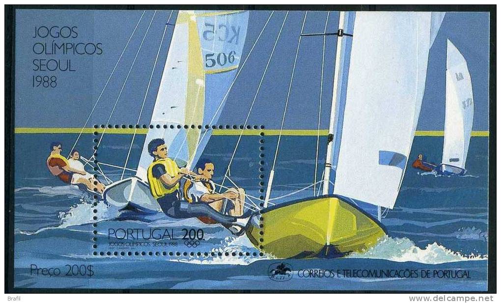 1988, Portogallo, Foglietto Olimpiadi Di Seul Barche , Serie Completa Nuova - Neufs