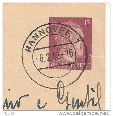 CARTOILINA POSTALE > DEUTSCHES REICH  HANNOVER 1942 -  SCRITTA  DA ITALIANO  PER GENOVA -  TIMBRO IMPORTANTE  RRR - Presidio & Presidiarios