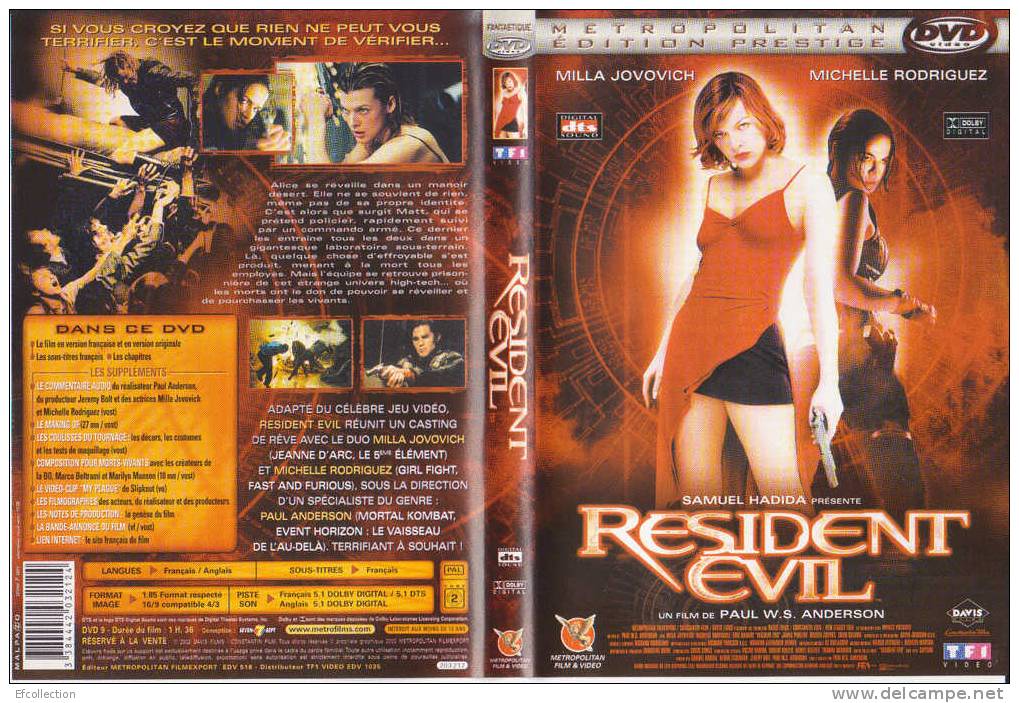 RESIDENT EVIL - MILLA JOVOVICH - M. RODRIGUEZ - DVD - HORREUR - ZOMBIE - Horror