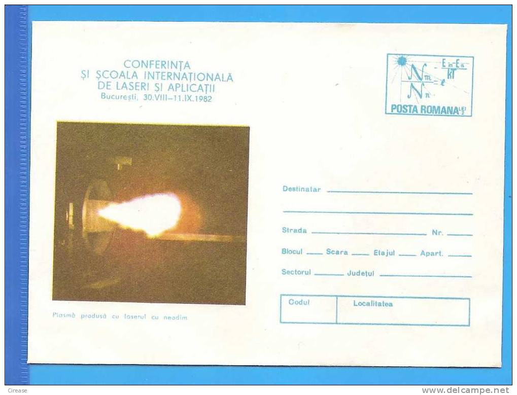 Laser Produced Plasma. Laser Physics. Romania Postal Stationery Cover 1982 - Fisica