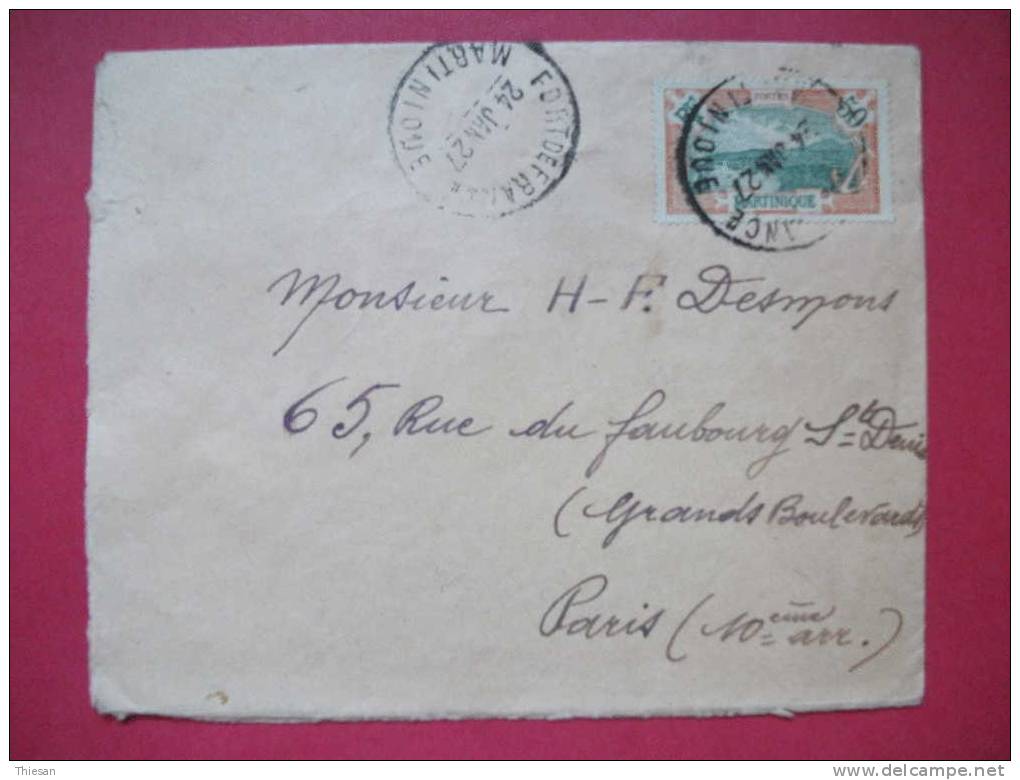 Martinique Lettre Cover Fort De France 24 1 27. - Storia Postale