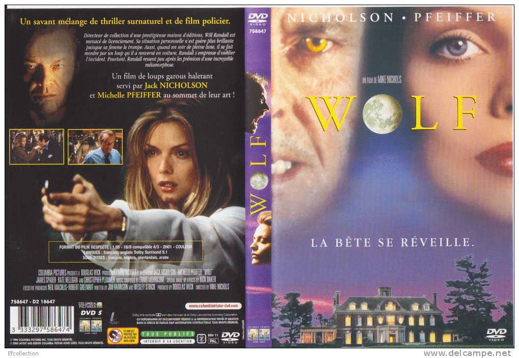 WOLF - LA BETE SE REVEILLE - LOUP GAROU - NICHOLSON - PFEIFFER - DVD - FANTASTIQUE - Ciencia Ficción Y Fantasía