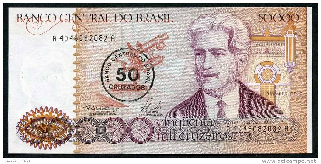 Brésil P 207 50 Cruzados Sur 50 000 Cruzeiros 1986  UNC N° A4049082082A - Brasilien