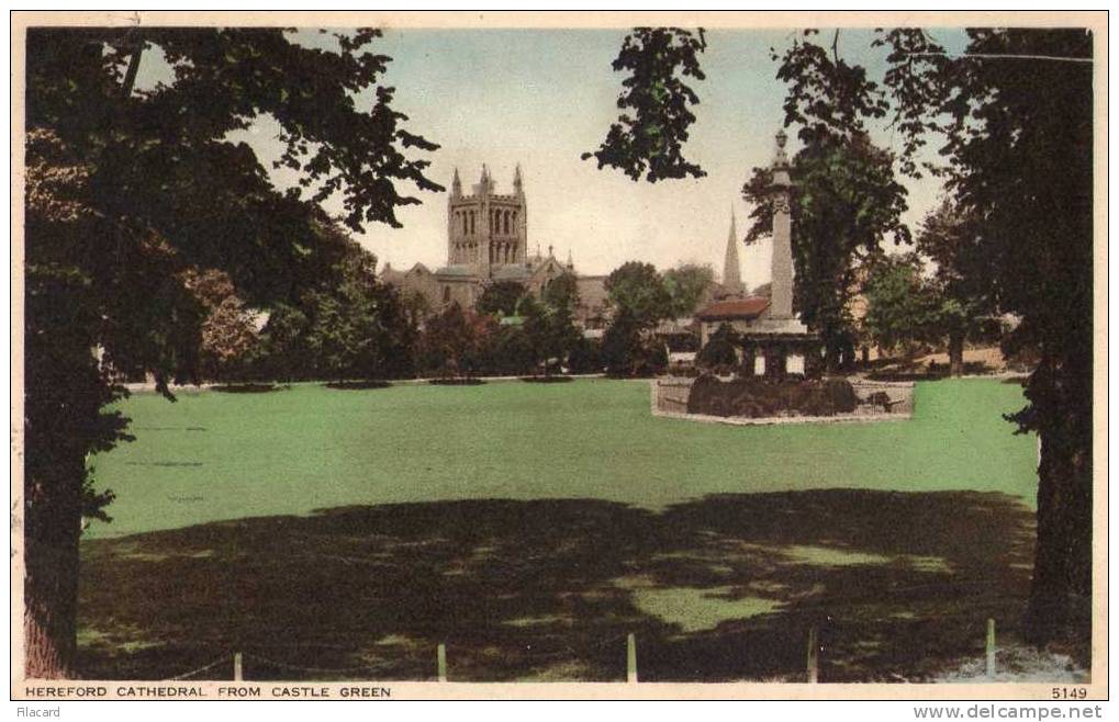 15085    Regno  Unito,    Hereford  Cathedral    From  Castle  Green,  VG  1939 - Herefordshire