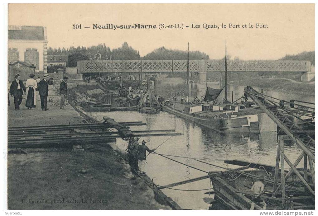 CPA (93)  NEUILLY-SUR-MARNE  /  Les Quais, Le Port Et Le Pont - - Neuilly Sur Marne