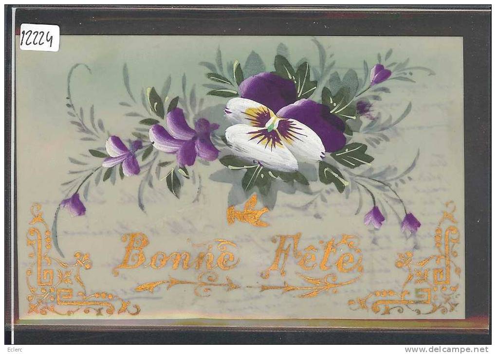 BONNE FETE - FLEURS - CARTE EN BAKELITE/ PLASTIQUE  - TB - Autres & Non Classés